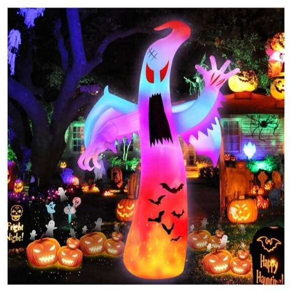 NEW 12Ft Halloween Inflatable Ghost With Lights Scary Outdoor Yard Decoration - Picture 1 of 5